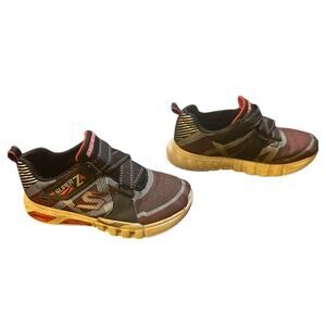 Boys Size 3 Skechers Super Z Light Up Black and Red Sneakers